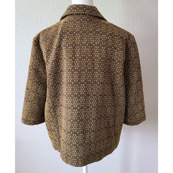 Vtg‎ Coldwater Creek Women Corduroy Car Coat Jacket PM Petite Medium Gold Black - Picture 5 of 10